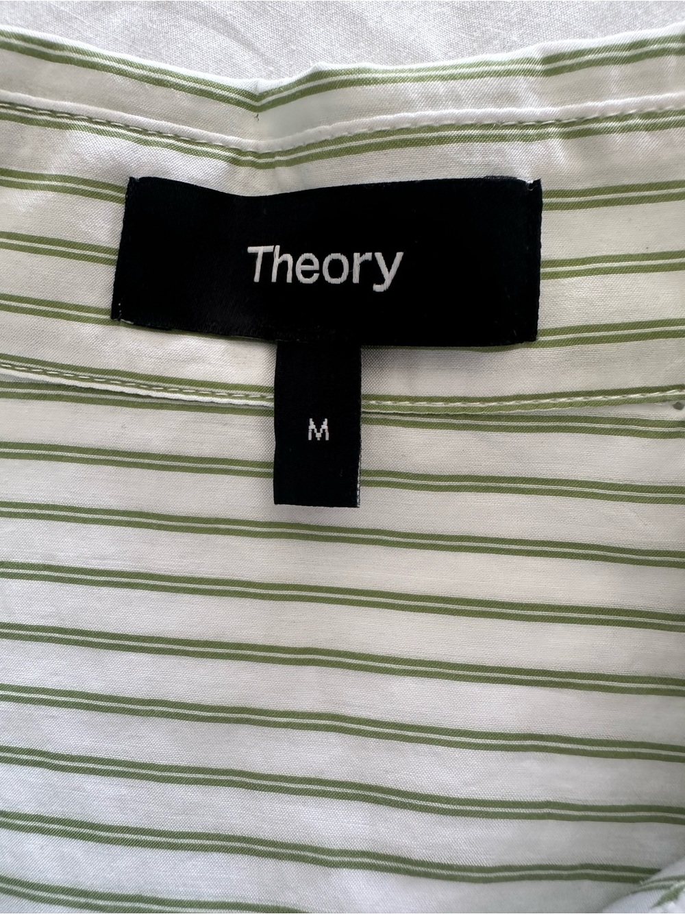 Theory Striped NWT Sleeveless Button-Down Shirt Green and White size medium - Picture 4 of 14